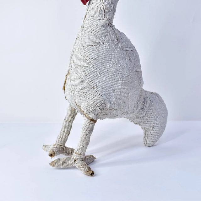 Textile Vintage African White Beaded Chicken Nigeria For Sale - Image 7 of 16