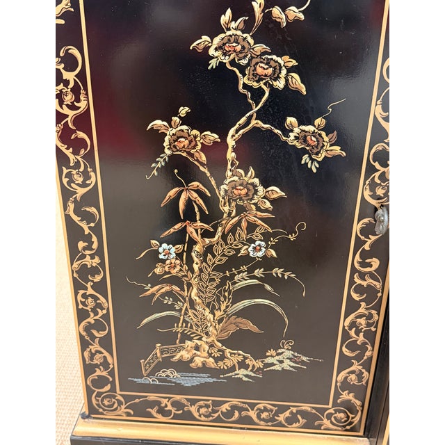 Black Lacquer Hand Painted Chinoiserie Credenza From Drexel Heritage For Sale - Image 12 of 12