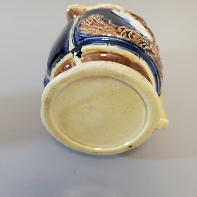 Ceramic Late 19th Forester Majolica Cobalt Blue Pitcher With Vulture Bird For Sale - Image 7 of 7