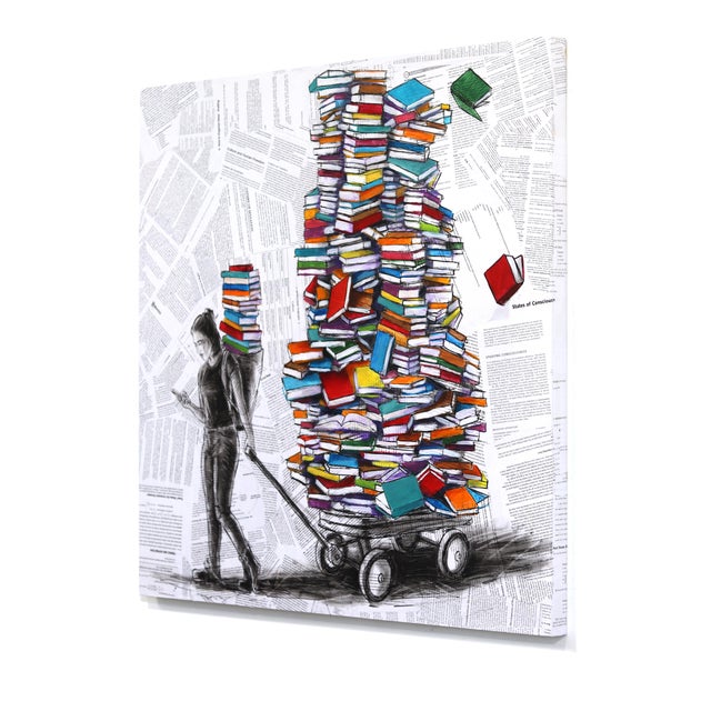 An Enduring Wonderment - Colorful Mixed Media Surrealist Figurative Original Artwork by Robert Lebsack For Sale In Los Angeles - Image 6 of 9