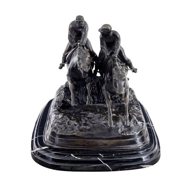 Vintage Horse Racing Desk Top in Bronze and Marble, 1990s For Sale - Image 6 of 8