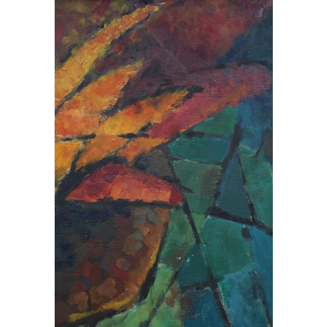 Original abstract artwork in wood frame by artist, Elizabeth Hardeman. This is from her family’s estate. There is a wire...