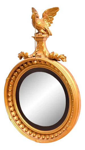 Small Antique Giltwood Convex Mirror, 1840