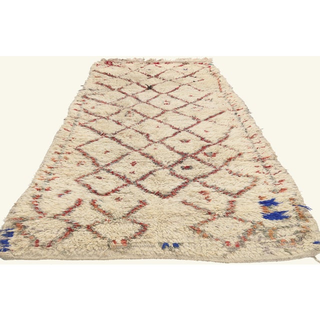 Tribal Vintage Azilal Boucherouite Moroccan Rug, 03'06 X 08'08 For Sale - Image 3 of 10