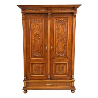Antique Oak Wardrobe, 1880 For Sale