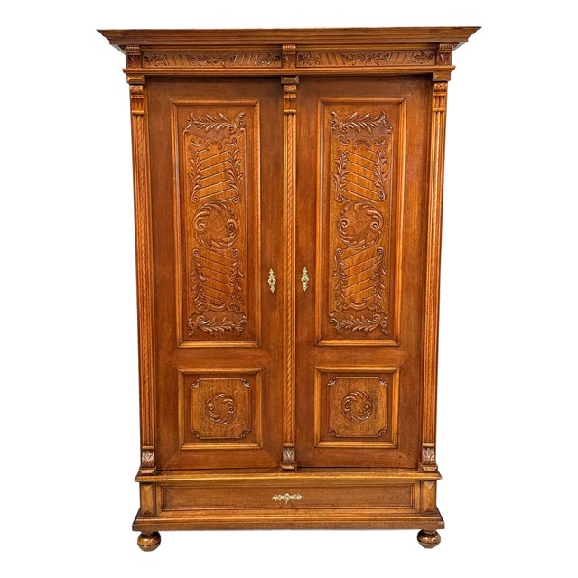 Antique Oak Wardrobe, 1880 For Sale