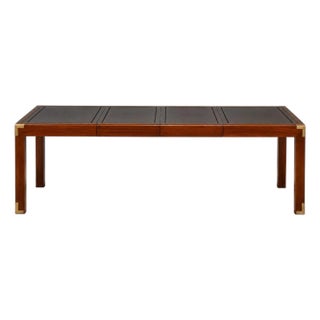 Vintage Solid Mahogany and Brass Dining Table For Sale
