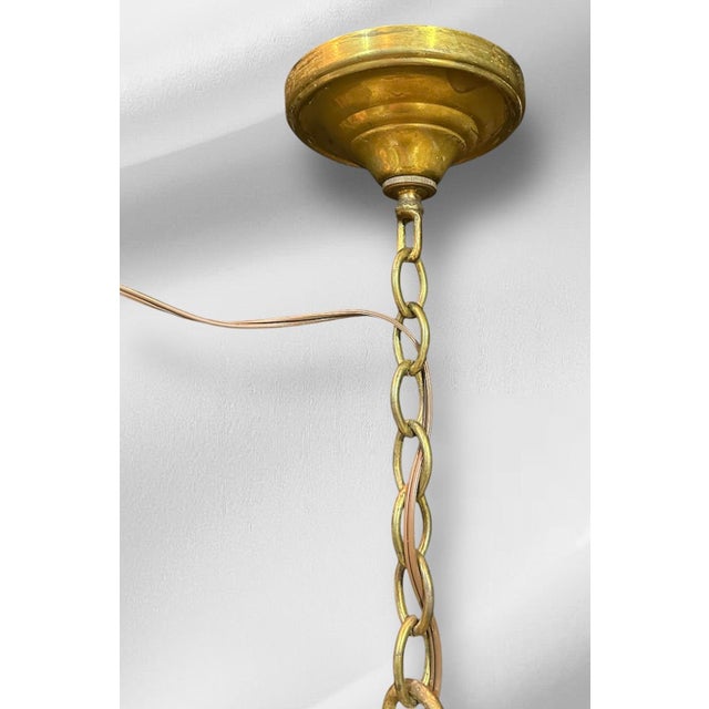 1930s Art Nouveaou Chandeliers With Cream Floral Shades - Set of Two For Sale - Image 11 of 15