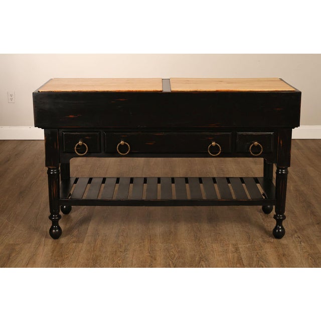 French Colonial Style Butcher Block Kitchen Island For Sale - Image 17 of 18