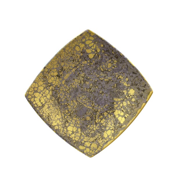 Vintage Rosenthal Studio Linie Hand Painted Goldfeuer Golden Purple Marble Design Small Vase and Plate Germany - 2 Pieces For Sale - Image 6 of 9