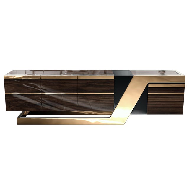 "Calamità" Credenza with Walnut, Stainless Steel and Bronze Bizimyer Furniture. Unmatched. Unrivalled. Designed by Hasan...