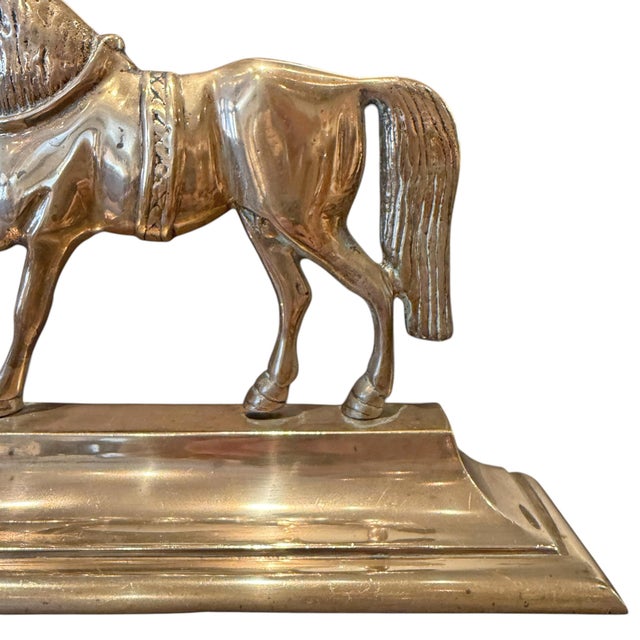 Pair of Early 19th Century English Georgian Brass Horse Doorstops For Sale - Image 11 of 13