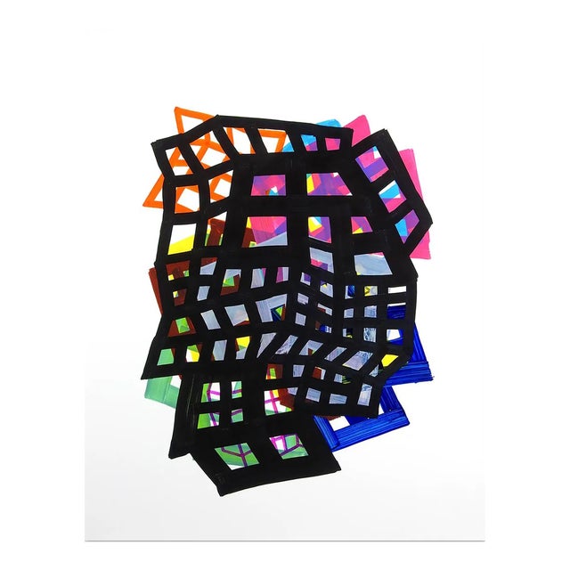 Contemporary Abstract Acrylic on Montval Paper Painting "Lattice 8" by Martina Nehrling For Sale