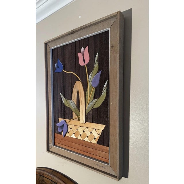 American 1970s Theodore Degroot Wood Lathe Art Flower Floral - The Tulip Basket For Sale - Image 3 of 6