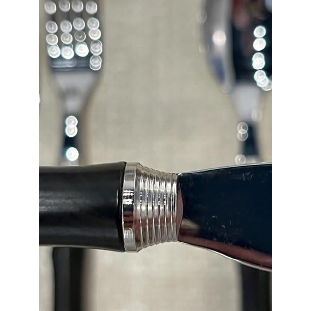 Montecito dark brown (ebony color) in stainless steel and acrylic bamboo shaped handles. 5 pieces per set as shown. Sold...