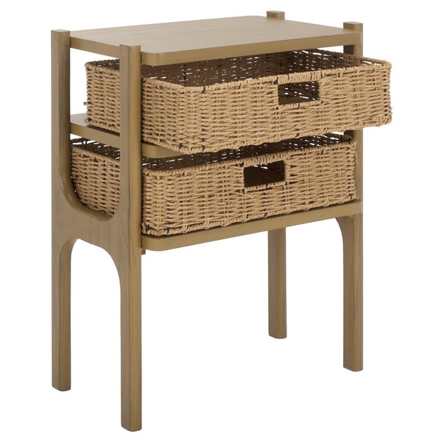 Wood Rozalyn 2 Drawer Accent Table in Desert Brown For Sale - Image 7 of 9