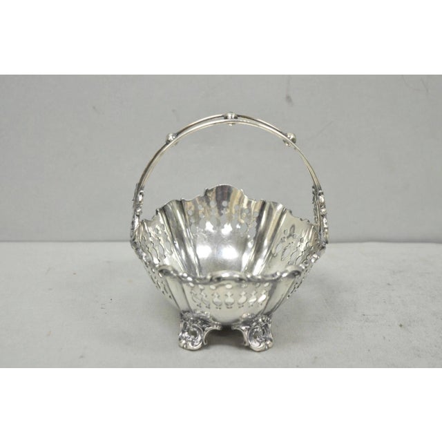 Antique Wallace Bros Victorian Silver Plated Reticulated Small Basket Nut Dish For Sale - Image 14 of 15