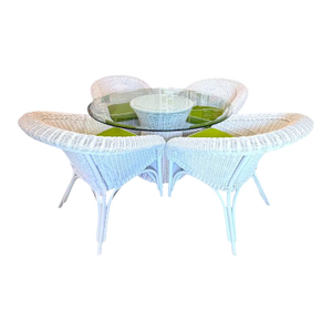 Henry Link Wicker Dining Set With Glass Top – 5 Pieces