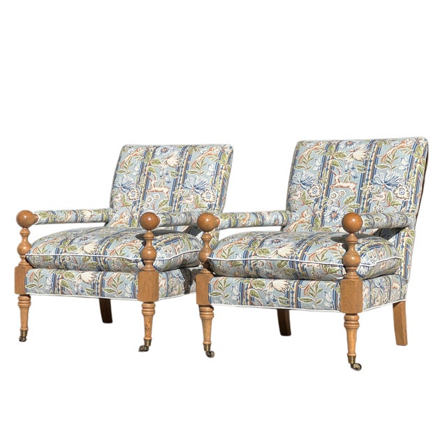 Coastal Pair Bradstreet Armchairs in Cowtan & Tout For Sale - Image 3 of 17