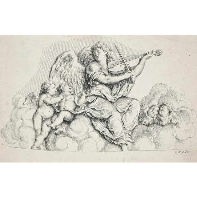 Charles-Nicolas Cochin the Elder, Celestial Music, Etching, Early 18th Century For Sale
