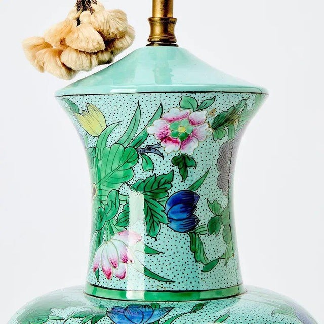 Traditional Pair of Vintage Chinese Enamel Vases as Lamps For Sale - Image 3 of 5