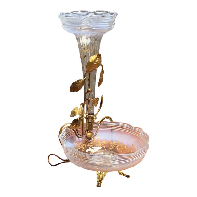 Mid-Century French Epergne Table Center Piece, Hand-Painted, Circa 1970s For Sale