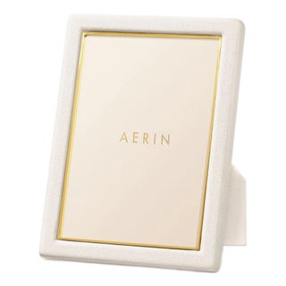 AERIN Piero Leather Frame, Shadow White - 5" x 7" For Sale