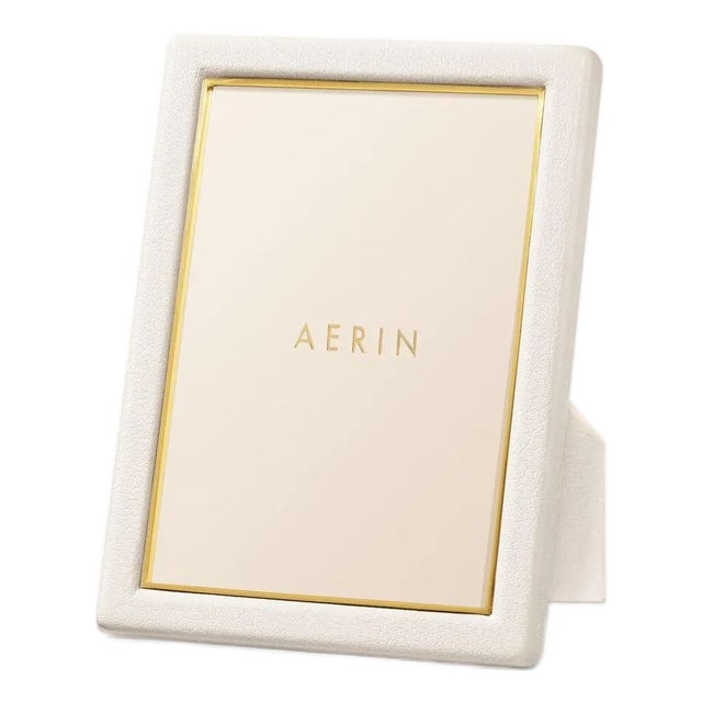 AERIN Piero Leather Frame, Shadow White - 5" x 7" For Sale