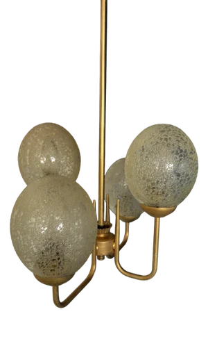 Vintage Brass Suspension and Glass Egg Globe in Gold, 1950s