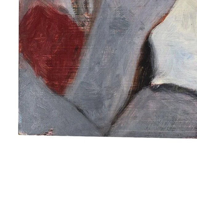 Original Clair Seglem Pink Portrait Painting of a Woman in Suit 10” X 12” For Sale - Image 4 of 6