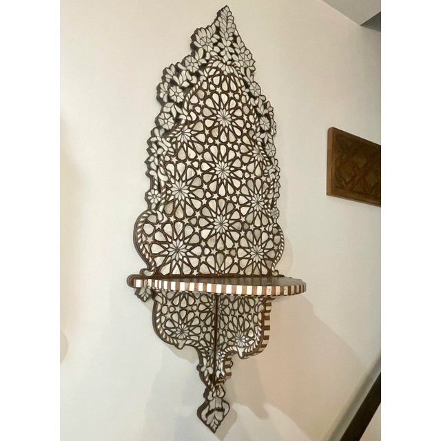 Moroccan Hand Crafted Mother of Pearl Inlay Bracket For Sale - Image 3 of 5