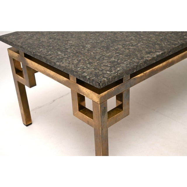 Metal Vintage French Brass and Marble Coffee Table, 1960 For Sale - Image 7 of 9