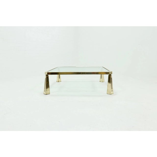 Gold Large Brass Coffee Table by Peter Ghyczy, 1980s For Sale - Image 8 of 8
