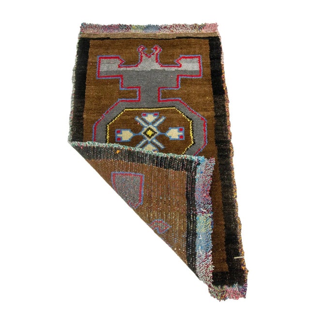 Mid-Century Modern Vintage Mini Turkish Wool Rug For Sale - Image 3 of 4