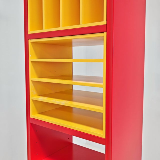 Vintage Yellow and Red Lacquered Vinyl Bookcase, 1980s For Sale - Image 18 of 18