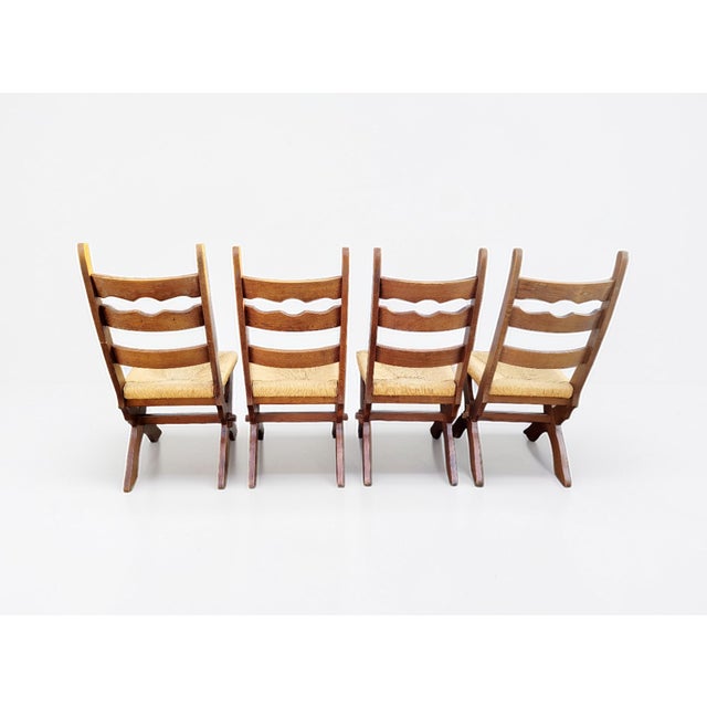 Vintage Scandinavian Brutalist Scissor Dining Chairs in Pine, 1960s, Set of 4 For Sale - Image 4 of 18