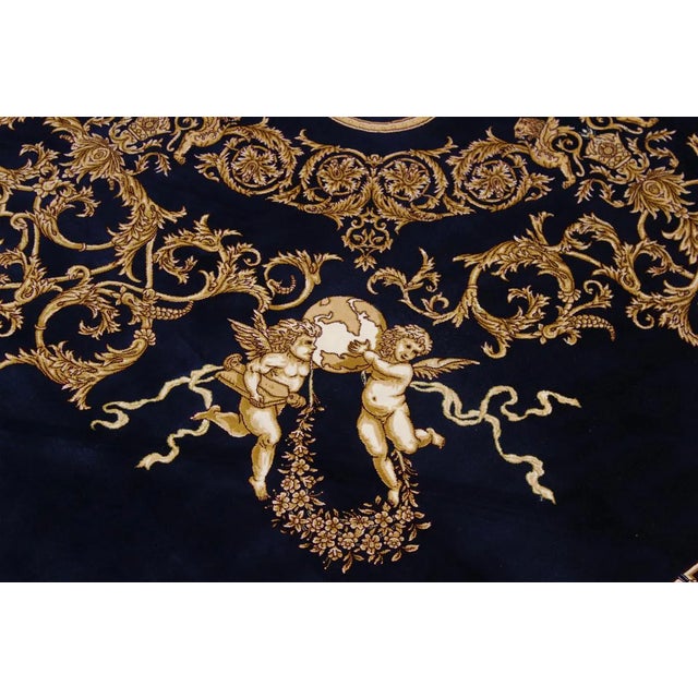 Late 20th Century Early 20th Century Renaissance Art Angels Inspired Silk on Silk Rug 5'1 X 6'5 For Sale In New York - Image 6 of 11