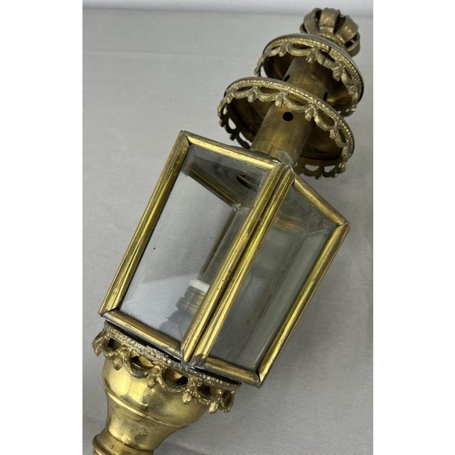 Glass Antique French Glass Lantern Wall Sconces, Set of 2 For Sale - Image 7 of 14