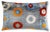 "Handwoven silk velvet from Turkey &amp; Uzbekistan Vibrant multicolor circle motif on a steel blue-gray background Sized...
