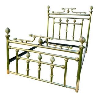 Vintage Queen Onyx Brass Bed For Sale