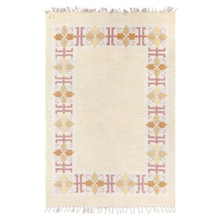Doris Leslie Blau Vintage Swedish Flat Woven Rug by Fredrik Fiedler For Sale
