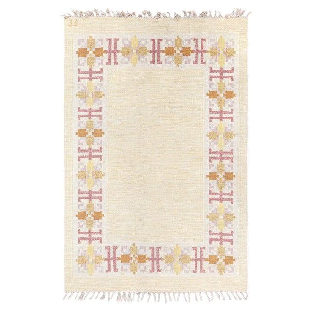 Doris Leslie Blau Vintage Swedish Flat Woven Rug by Fredrik Fiedler For Sale