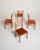 Teak dining chairs with a three-curved backrest and a padded seat upholstered in velvet. Set of 4. Scandinavian...