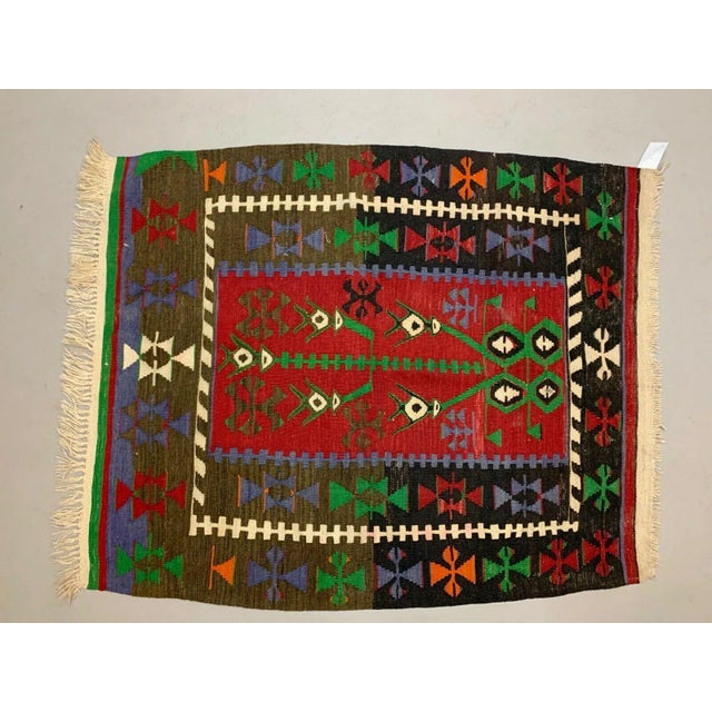 Small Vintage Traditional Turkish Wool Kilim Rug For Sale - Image 3 of 10