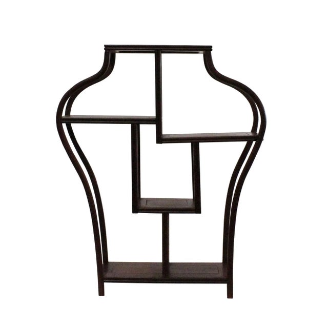 Wood Chinese Yellowish Brown Wood Vase Shape Small Curio Display Stand For Sale - Image 7 of 7