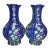 Pair of Chinese Deep Blue Famille Rose Plum Blossom Floral Vases, Chinoiserie Decor Vessels For Sale