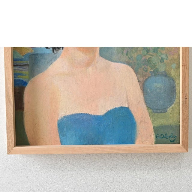 Postmodern Late 20th Century Belgian Vintage Framed Portrait by Delescluze For Sale - Image 3 of 9