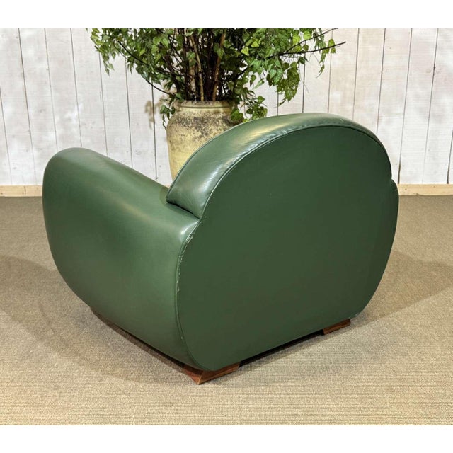 Art Deco Style Club Chair in Leather and Beech, 1980s For Sale - Image 5 of 11
