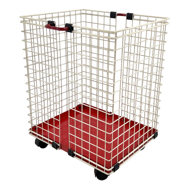 Wire Laundry Bin and Hooks in Metal, 1980s For Sale
