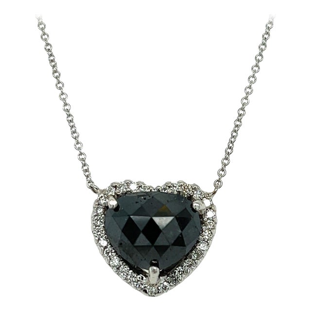 5.11 Carat Black Diamond White Diamond White Gold Chain Necklace For Sale